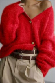 V Neck Button Long Sleeve Cardigan - Image 2