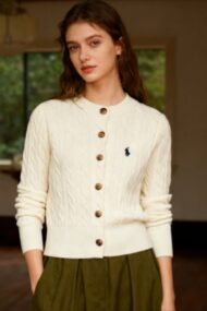Embroidered Cable Wool Cardigan - Image 15