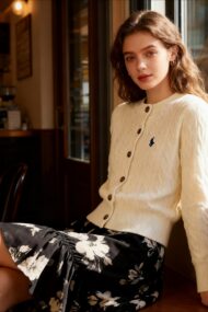 Embroidered Cable Wool Cardigan - Image 14
