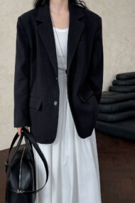 Waffle Textured Oversized Blazer - Image 7