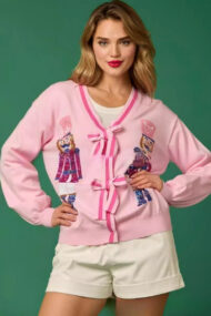 Nutcracker Sequin Bow Tie Cardigan