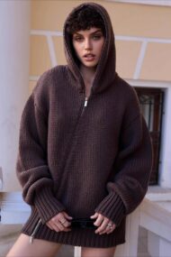 Vintage Asymmetrical Zipper Solid Loose Comfort Sweater - Image 2