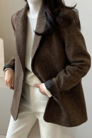 Wool Blend Solid Color Blazer - Image 2