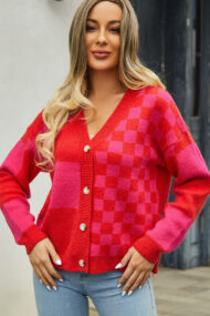 Plaid Panel Plus Size Cardigan