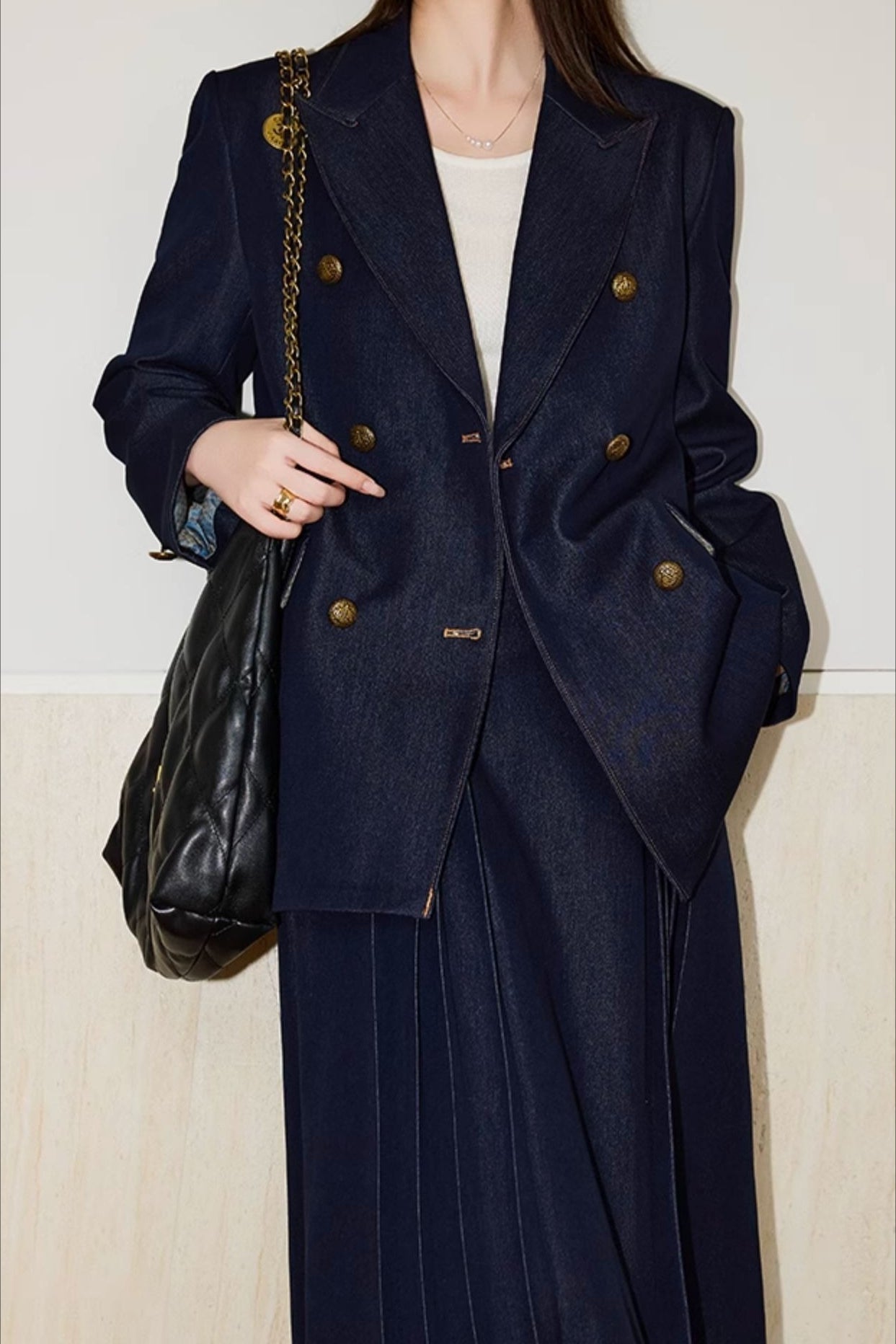 a0055376b2921e7d2079ee4a51d40600_71ad6f20-ff2f-4a2e-841a-62f8fe5597f4 Double Breasted Twill Blazer - Image 1