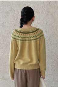 Fair Isle Pattern Loose Crew Neck Color Block Minimalist Sweater - Image 10