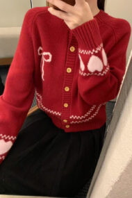 Relaxed Fit Bow Front Cardigan - Image 4