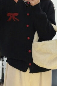 Soft Bow Jacquard Round Cardigan - Image 6