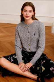 Embroidered Cable Wool Cardigan - Image 9