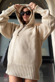 Solid Color Asymmetric Zipper Loose Sweater - Image 2