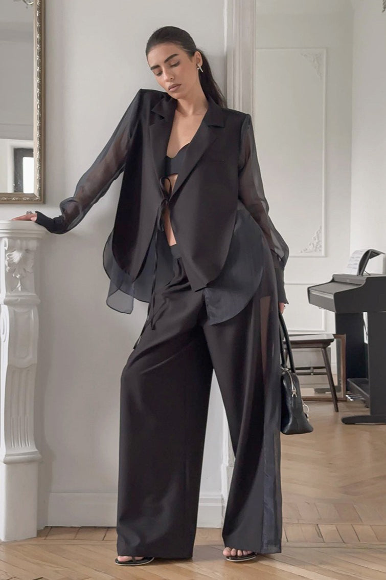 af87333dc1fa30d91dcf190436ac0fa1_cb8dab36-3cb4-46ee-90e2-fffe50698938 Mesh Tie Waist Wide Leg Pants Blazer - Image 1