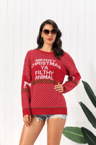 Deer Letter Xmas Dots Loose Sweater - Image 2