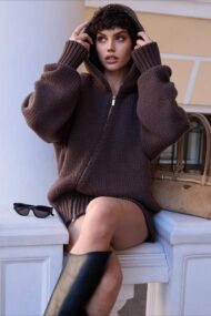 Vintage Asymmetrical Zipper Solid Loose Comfort Sweater