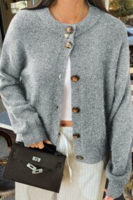 Minimalist Button Long Sleeve Cardigan - Image 13