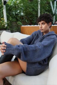 Vintage Asymmetrical Zipper Solid Loose Comfort Sweater - Image 9