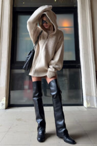 Solid Color Asymmetric Zipper Loose Sweater - Image 6