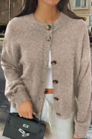 Minimalist Button Long Sleeve Cardigan - Image 16