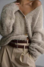 V Neck Button Long Sleeve Cardigan - Image 3