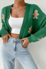 Gingerbread Man Cropped Knit Cardigan - Image 5