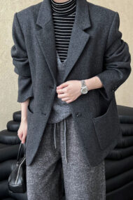 Wool Blend Relaxed Fit Blazer - Image 7