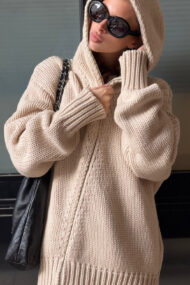 Solid Color Asymmetric Zipper Loose Sweater - Image 3