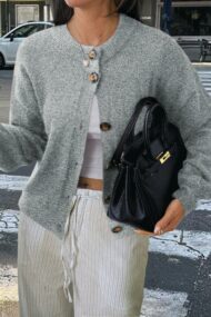 Minimalist Button Long Sleeve Cardigan - Image 12