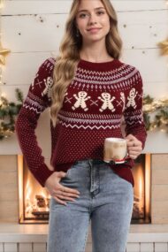 Gingerbread Man Polka Dot Cute Color Block Sweater