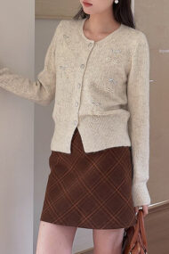 Embroidered 3D Cherry Knit Cardigan - Image 6