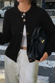 Minimalist Button Long Sleeve Cardigan - Image 8