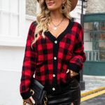 Fitted Tartan Button Cardigan