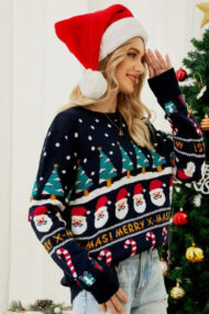 Contrast Cartoon Polka-Dot Sweater - Image 2