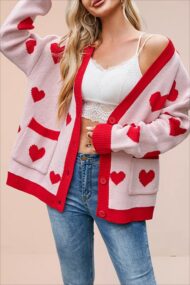 Heart Pocket V Neck Cardigan - Image 3