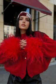 Furry Cuff Metal Button Cardigan - Image 3