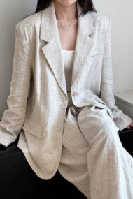 Casual Tencel Linen Suit Blazer - Image 2