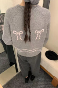 Relaxed Fit Bow Front Cardigan - Image 11