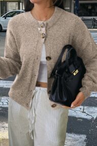 Minimalist Button Long Sleeve Cardigan - Image 18